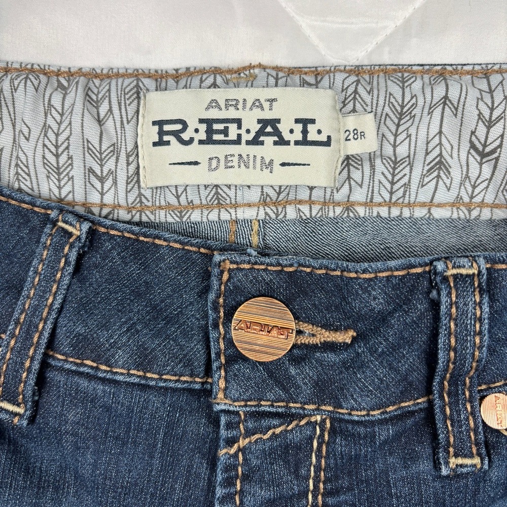 Ariat REAL Arrow Boot Jeans Women's 28R (29x33) Low Rise Dark Wash Stretch Denim - Picture 5 of 15